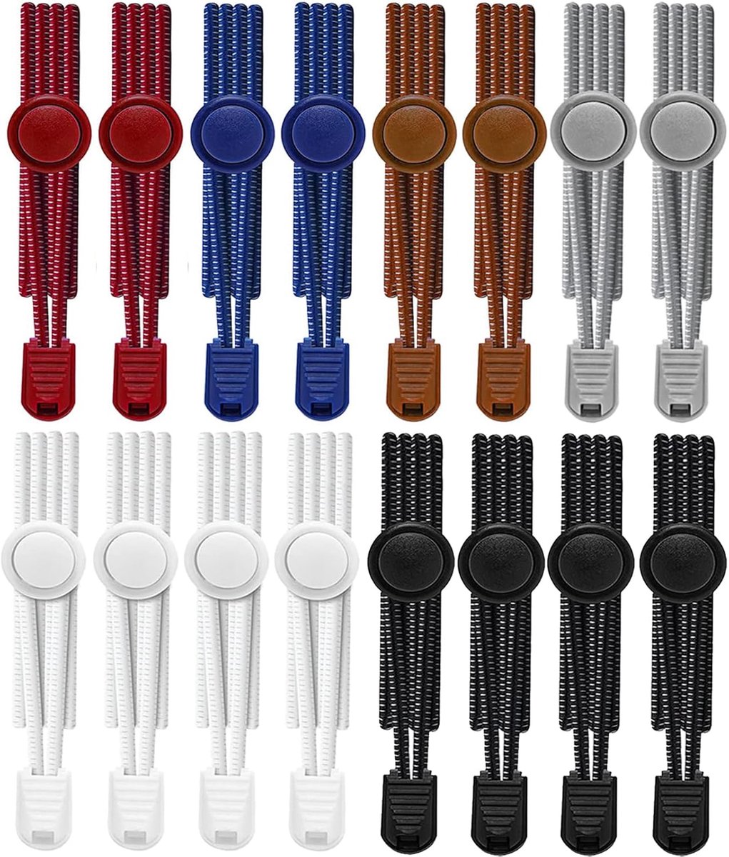 Basicon 8 Pairs Elastic Shoelaces Without Tie 120 cm Sporty Elastic Laces with Quick Release Rubber Quick Release - ShopVlot