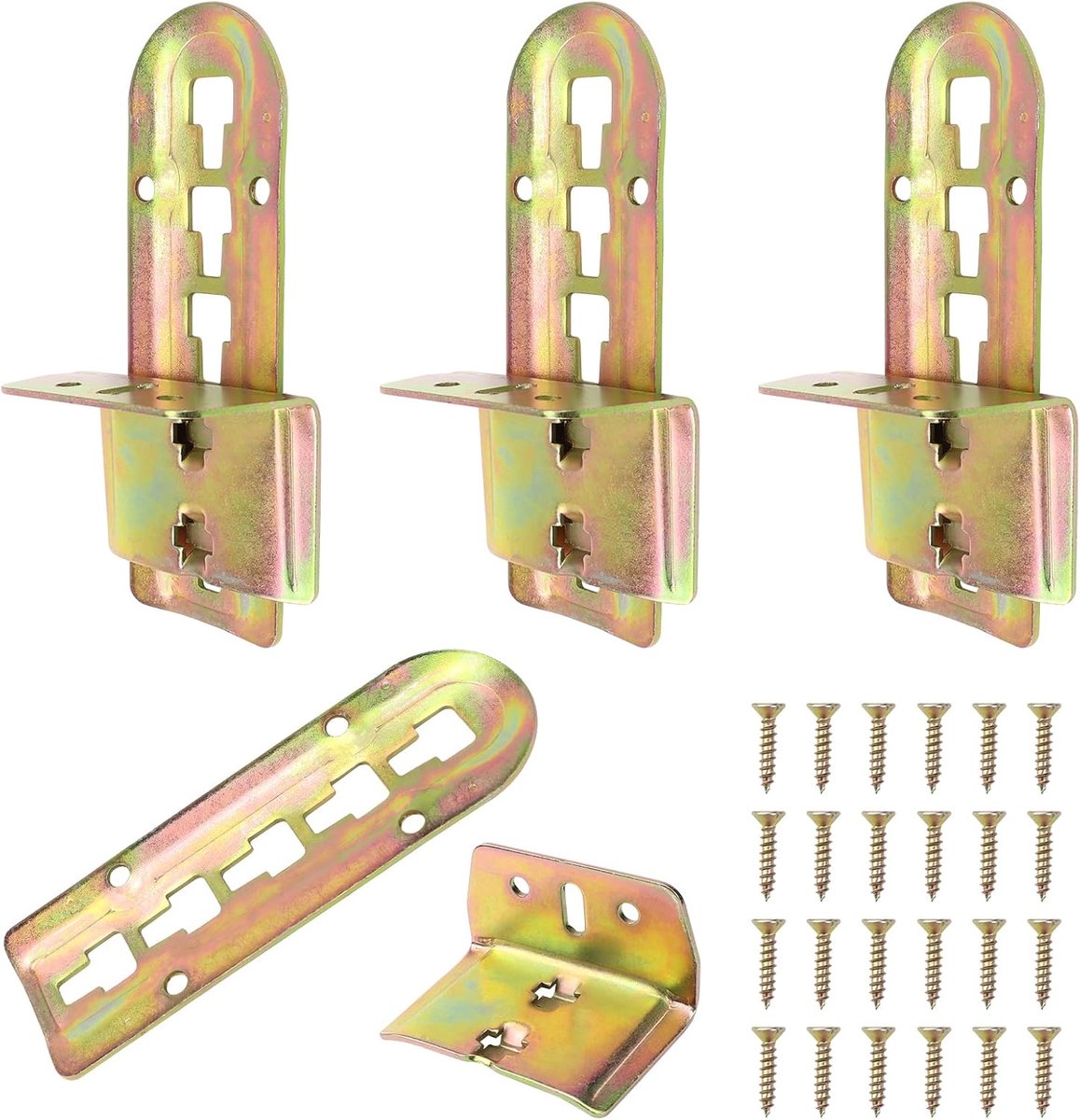 Set of 4 Bed Connectors, Bed Fittings, Height Adjustable Bed Corner for Center Beams and Slatted Base Support - ShopVlot