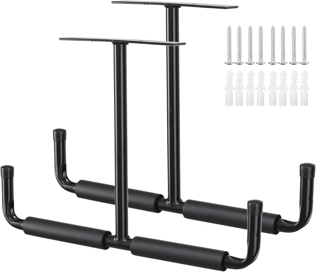 Garage Heavy Duty Hooks Rubber Ceiling Mount Set of 2 Car Tyres Ceiling Hooks Black Steel Double Tip 20 cm Ceiling - ShopVlot