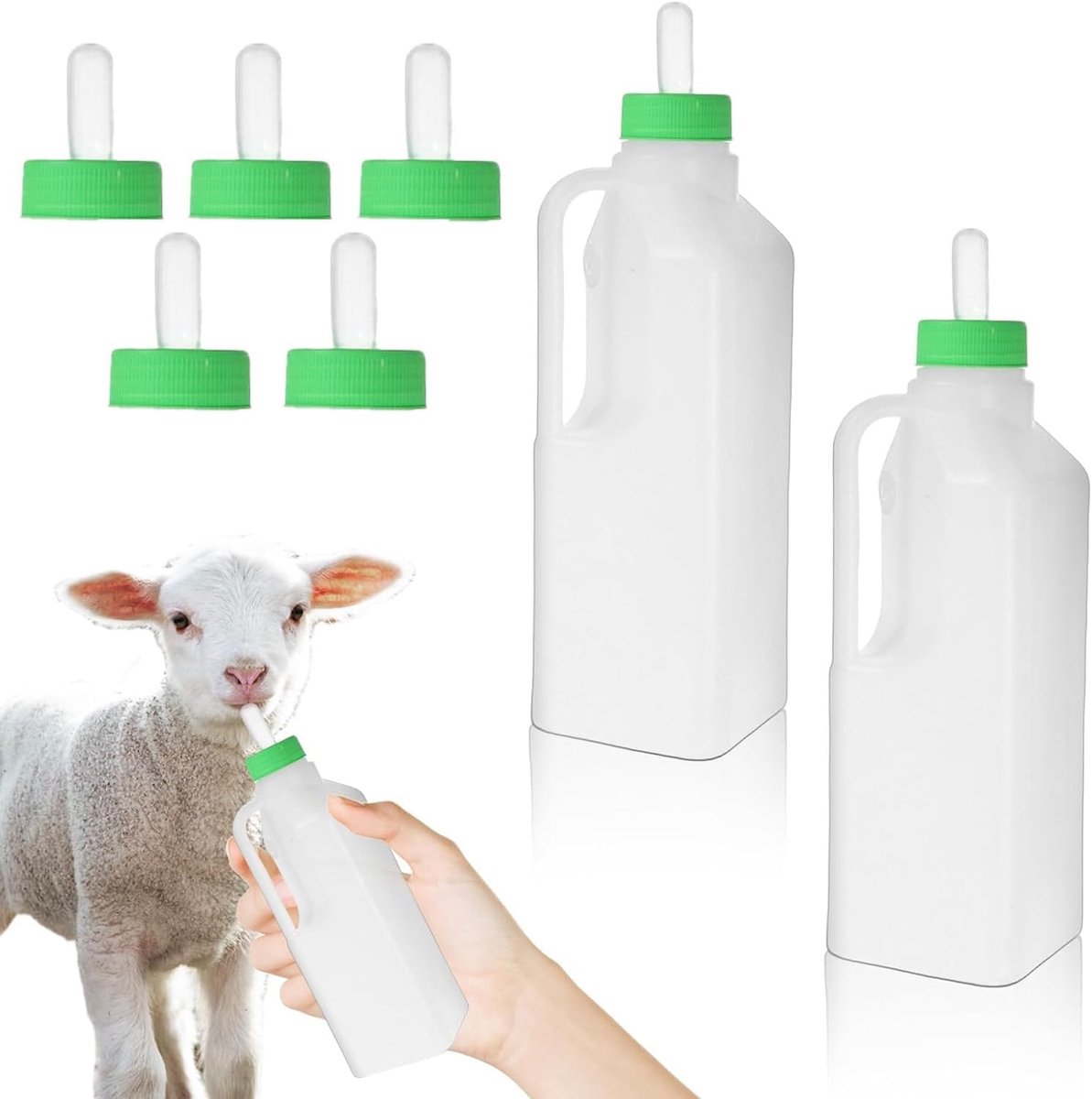 Pack of 2 Goat Milk Feeding Dispensers, Lamb Milk Bottle, Livestock Farm, Lamb Milk Jug, with Replacement Pacifier - ShopVlot