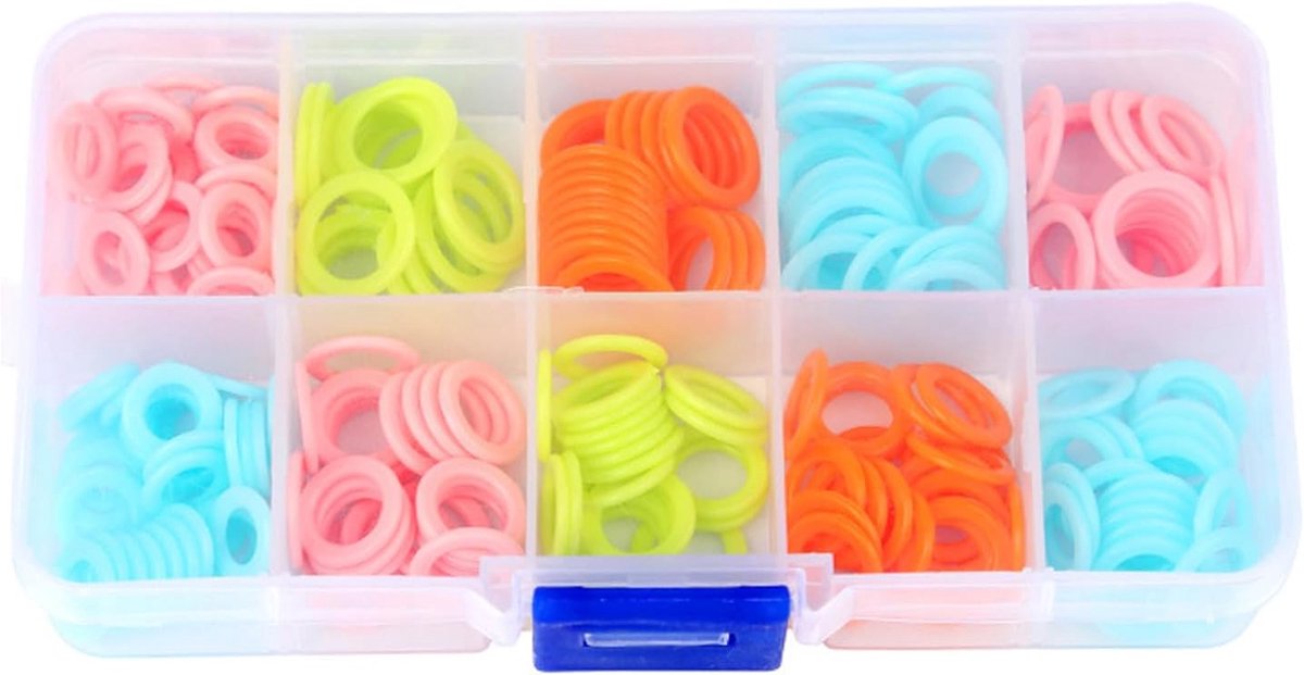 Votvlog 240 Pcs Ring Stitch Markers, Coloured Marker Rings (S/M/L) with Portable Storage Box, Feeding Rings, Knitting - ShopVlot