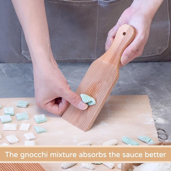 Gnocchi Board, Spaätzle Board Pasta, Accessories Pasta-Makaroni Pasta Machine, Natural Beech Wood Paddle for Italian - ShopVlot — afbeelding 2