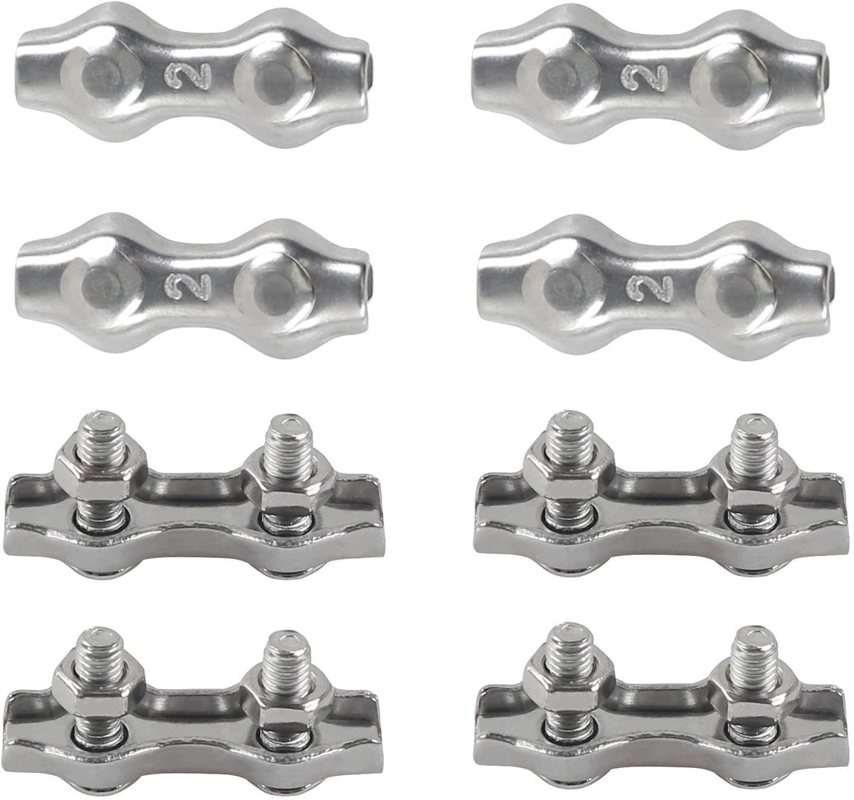 M2 Duplex Clamp 304 Stainless Steel Heavy Duty Wire Rope Clips Duplex Bolt Cable Clamp for Wire Rope Clotheslines - ShopVlot