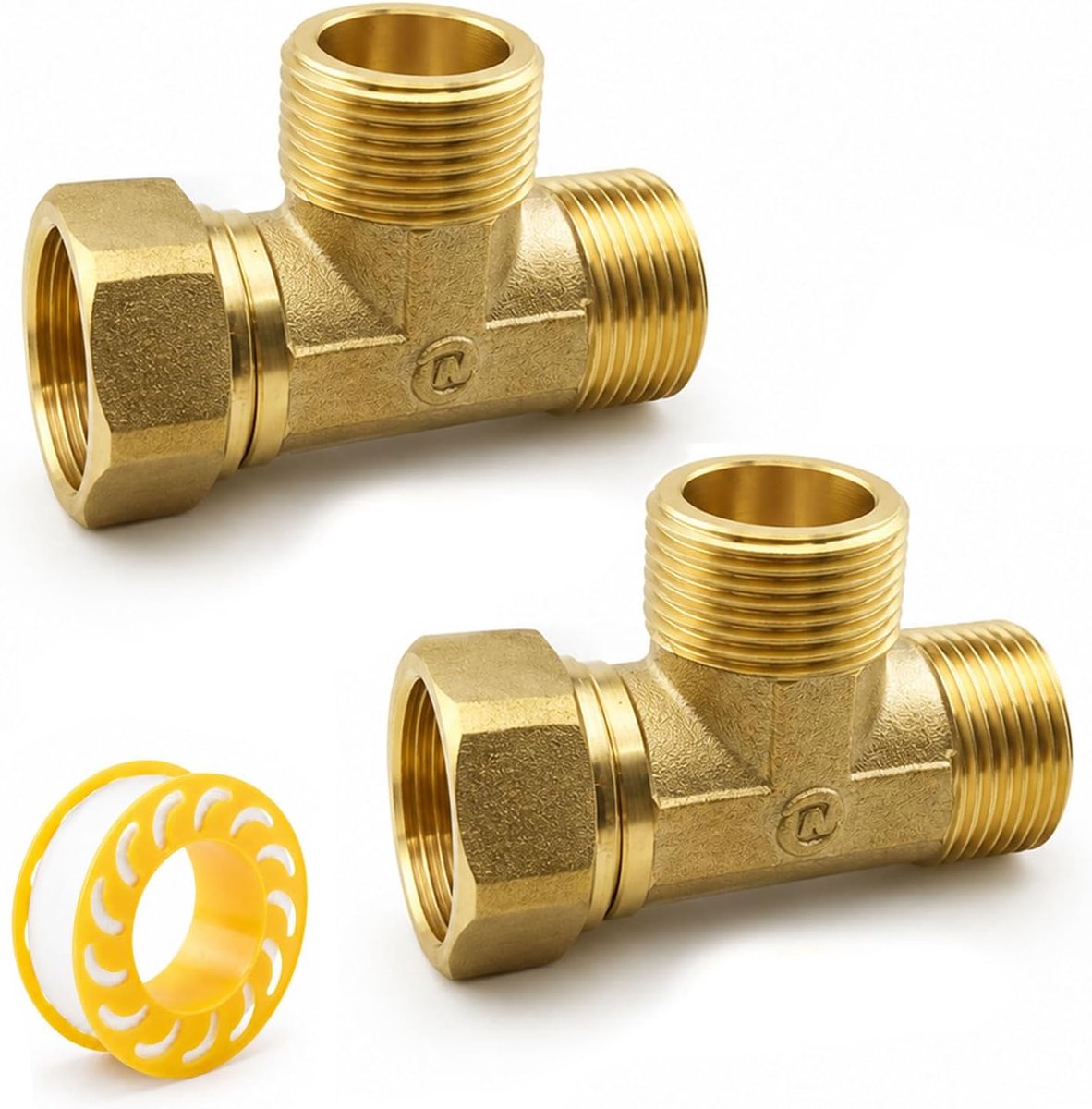 T-stuk 3/4 inch messing T-stuk buisverbinding, 3/4 inch NPT vrouwelijk x mannelijk 3-weg T-stuk voor airconditioning - ShopVlot