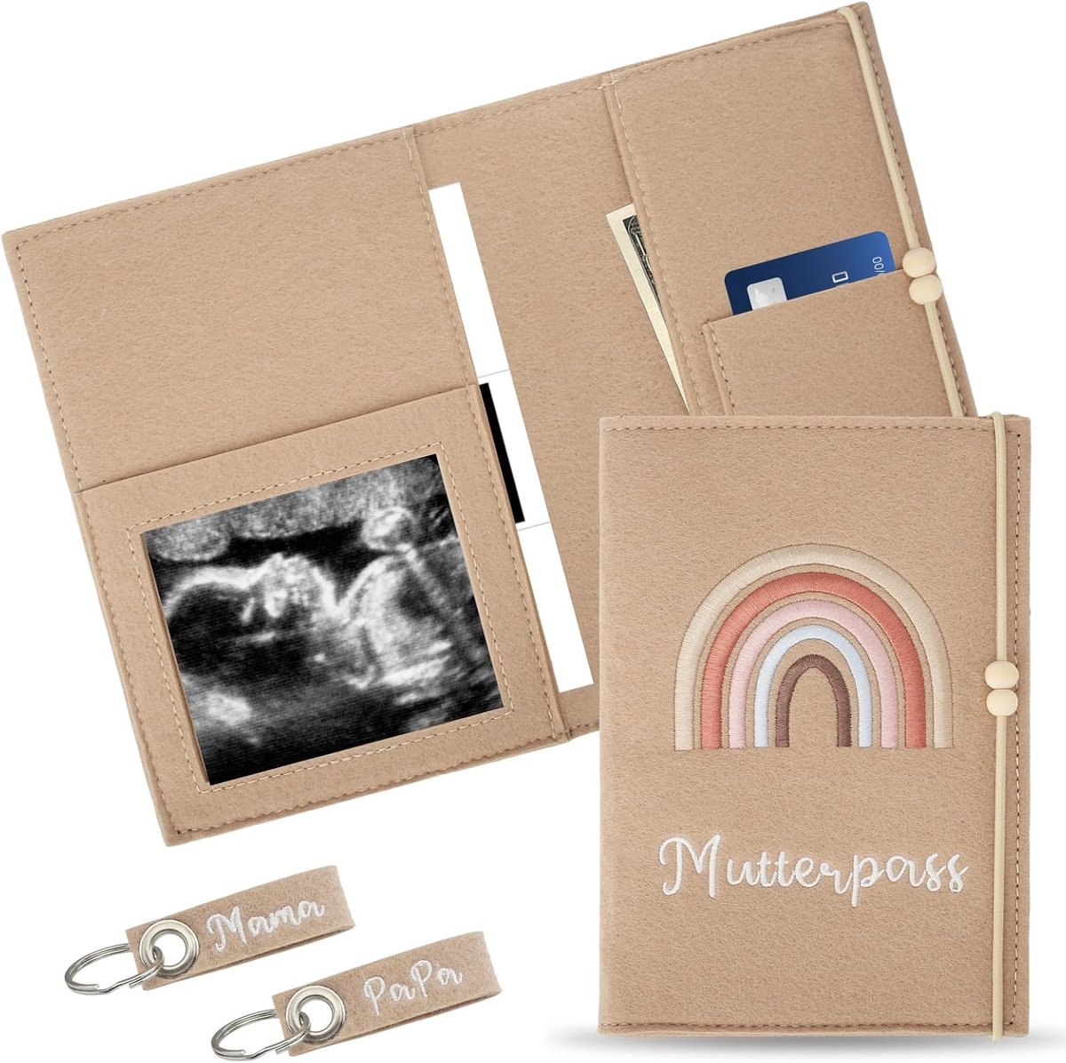 Handmade German Mother Passport Cover Felt Mother Passport Cover Felt with 2 Key Chains, Maternity Diary Bag, Mother - ShopVlot