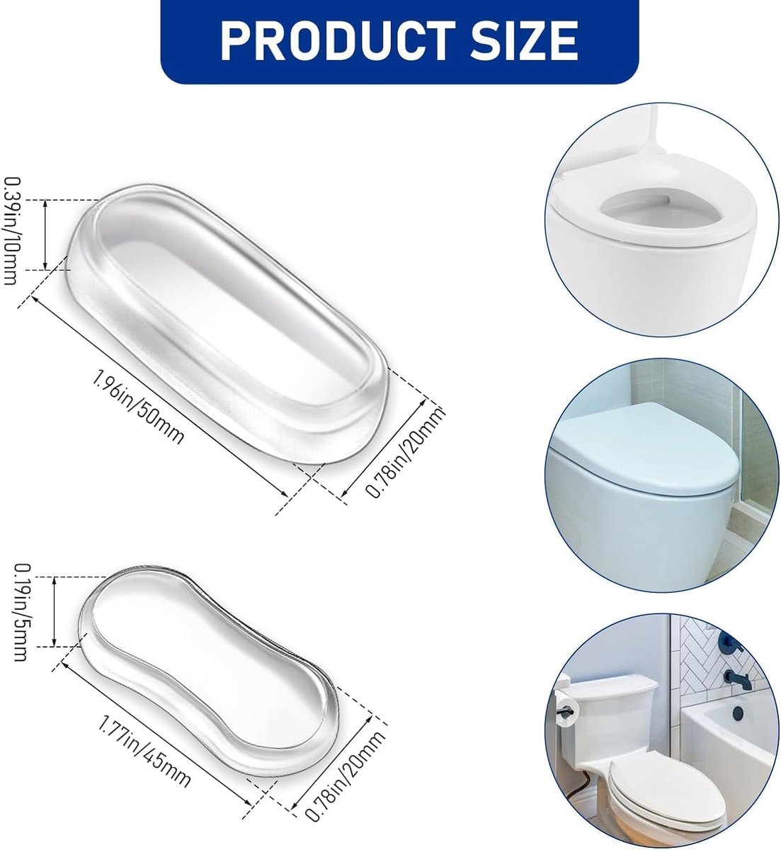 Toilet Seat Damper 5-Piece Set - High Strength Silicone Pads with Adhesive Surface for Silent Closing - ShopVlot