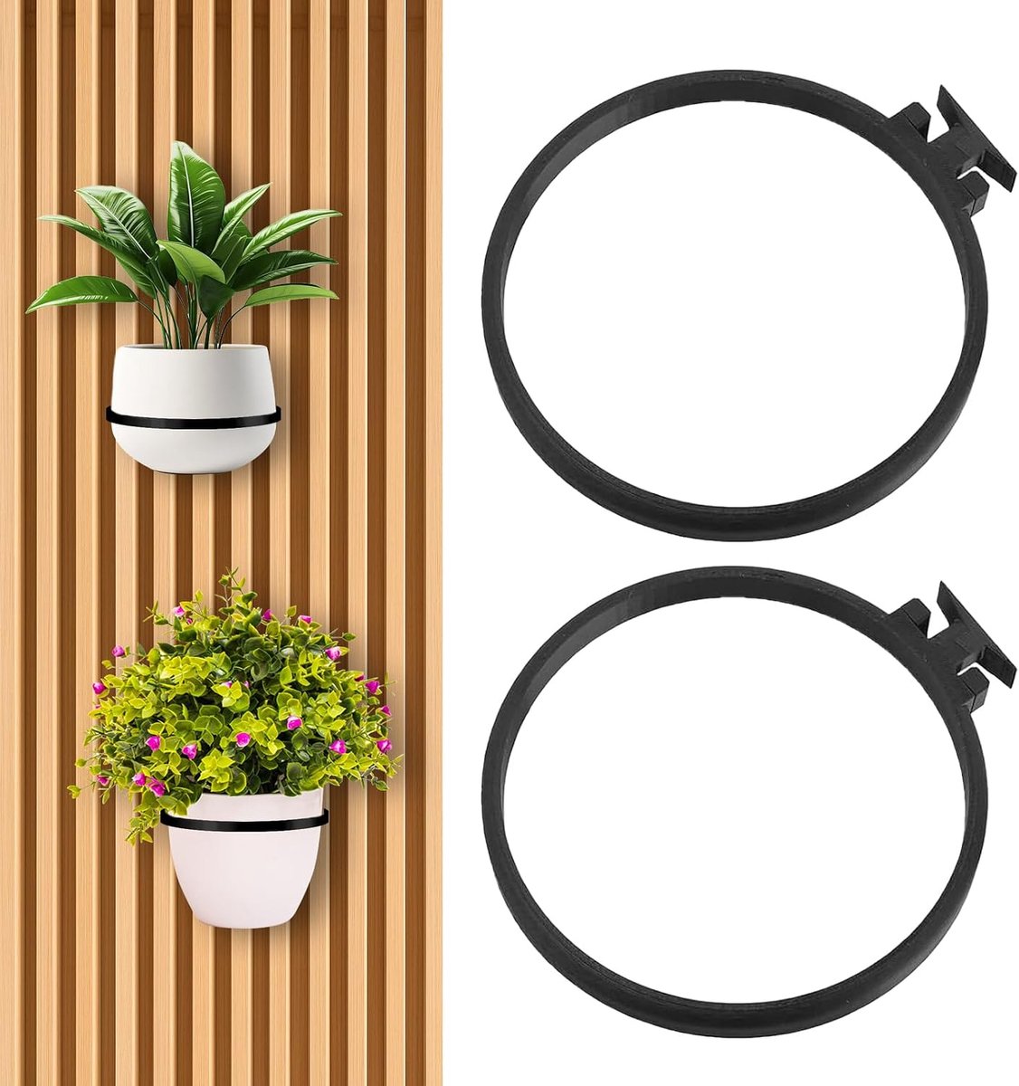 Acoustic Panels Accessories No Drilling Set of 2 5.3 Inch Plant Ring Acoustic Panel Shelf Artificial Plant Hanging - ShopVlot