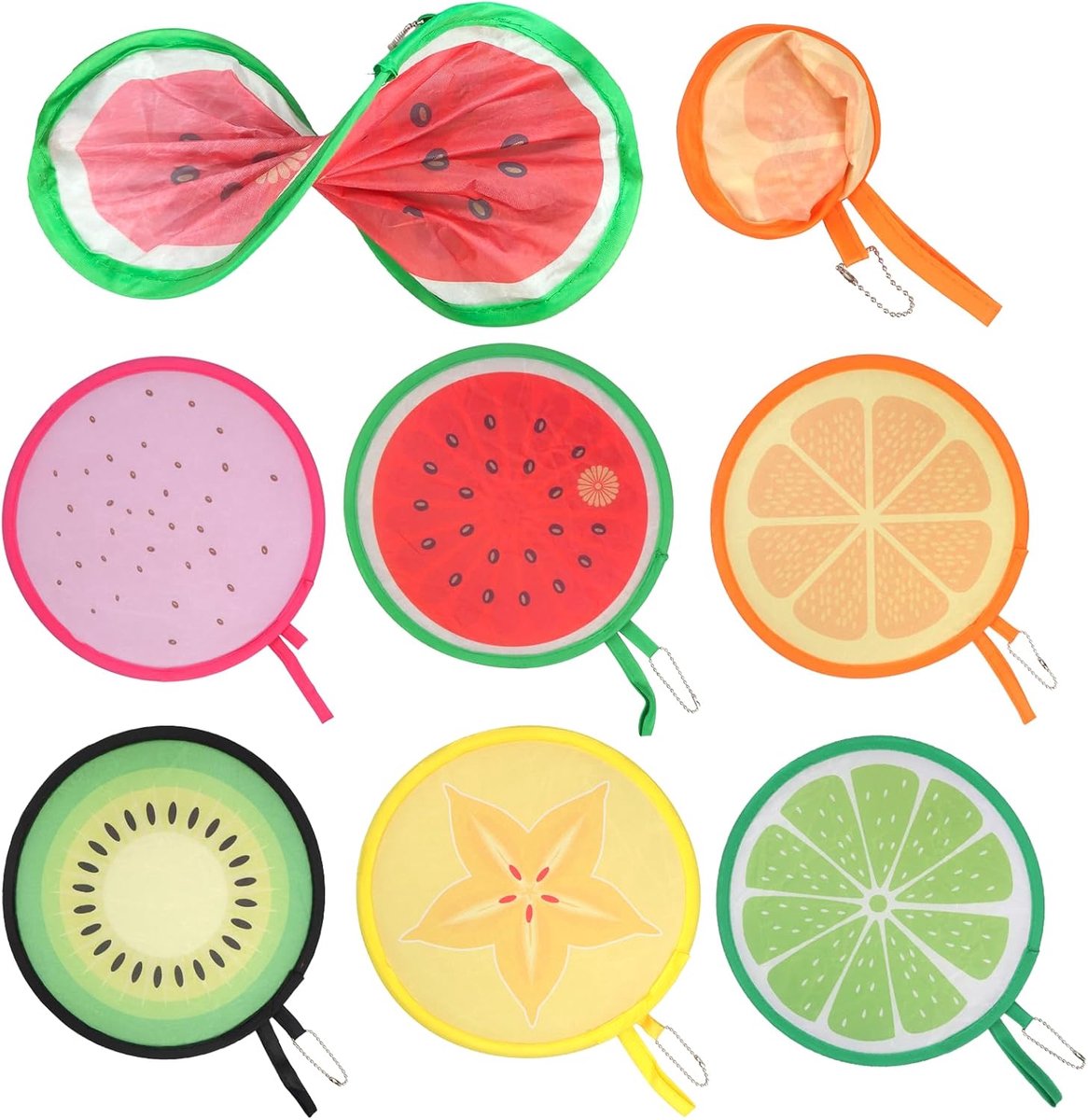 12 stuks opvouwbare ronde waaiers, opvouwbare handwaaierset, draagbare pop-up waaiers met fruitpatroon - ShopVlot