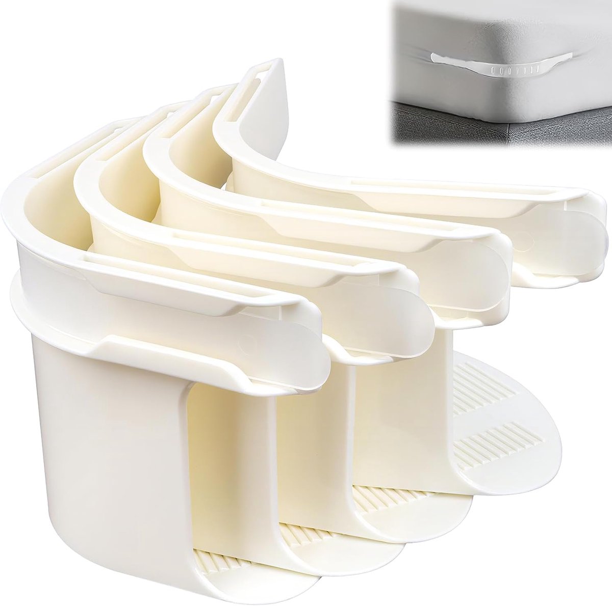 Fitted Sheet Holder, 4 Pack Fitted Sheet Stretcher with Locking Straps, Fitted Sheet Holders for Mattress Protector - ShopVlot