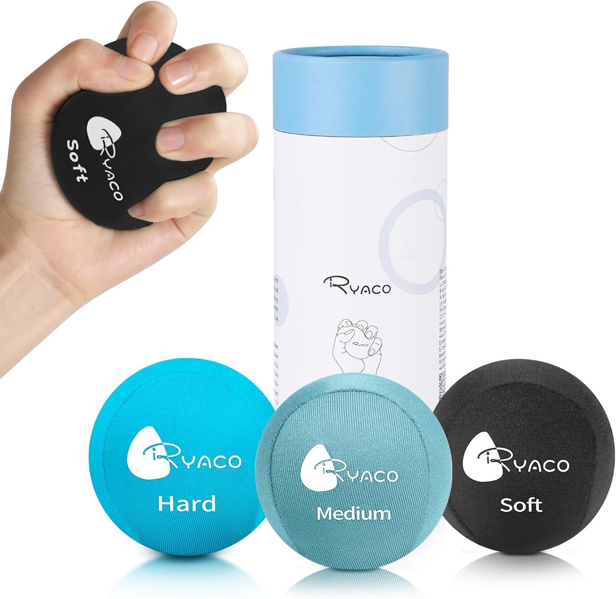 RYACO Hand Therapy Exercise Stress Ball Bundle, Set of 3, Stress Ball with Dynamic Resistance and Grip Reinforcement - ShopVlot