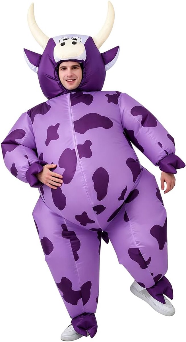 JASHKE Opblaasbaar Koekostuum Volwassen Blow Up Koe Kostuum Fancy Dress Opblaasbare Halloween Kerstkostuums voor - ShopVlot