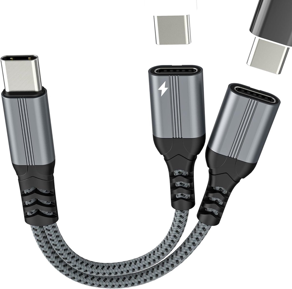 USB C splitter dubbele stekker adapter op audiokabel hoofdtelefoonaansluiting DAC dual port stekker mobiele telefoon - ShopVlot