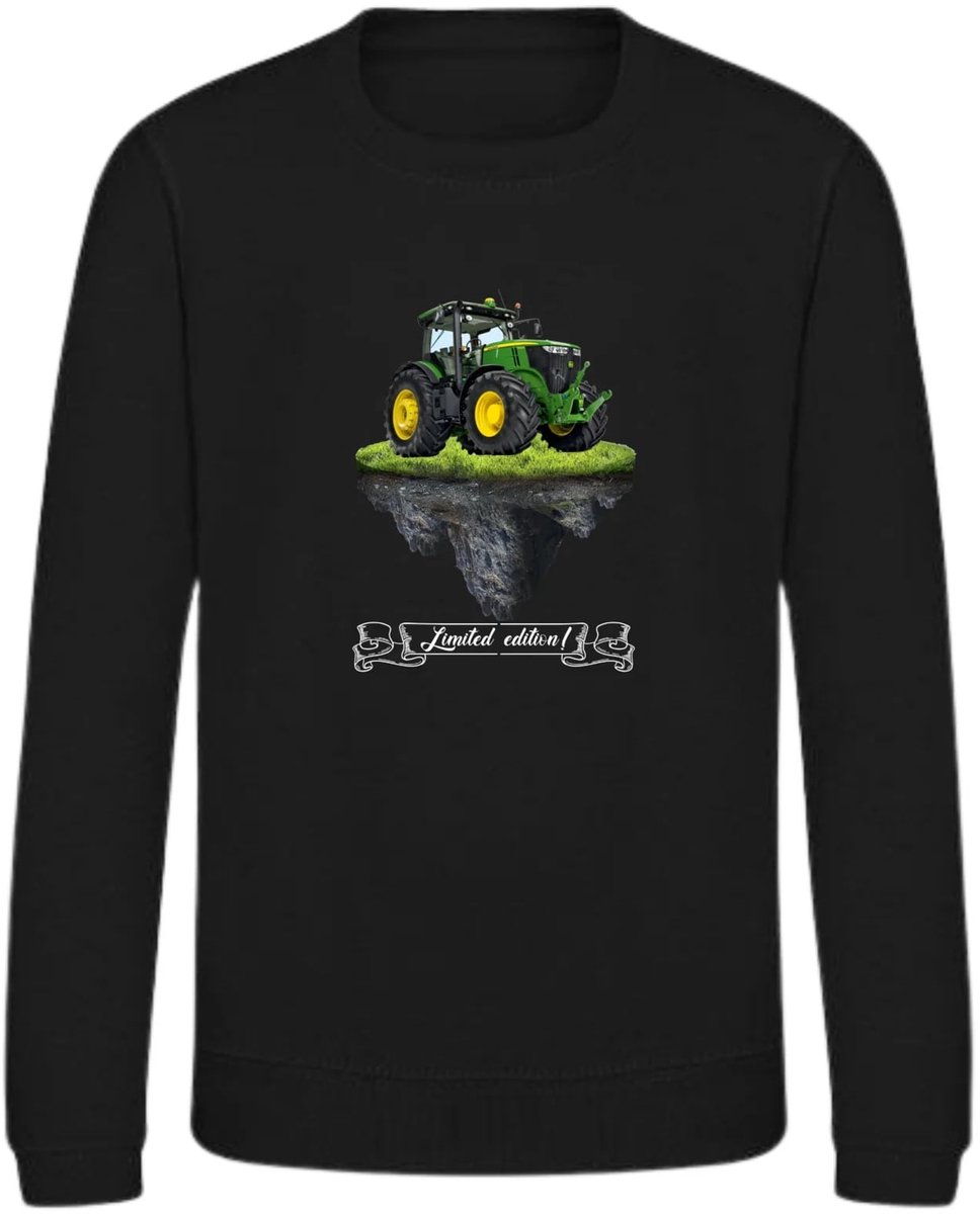 Zwarte sweater met tractor limited edition - Blauwe tractor - 86/92