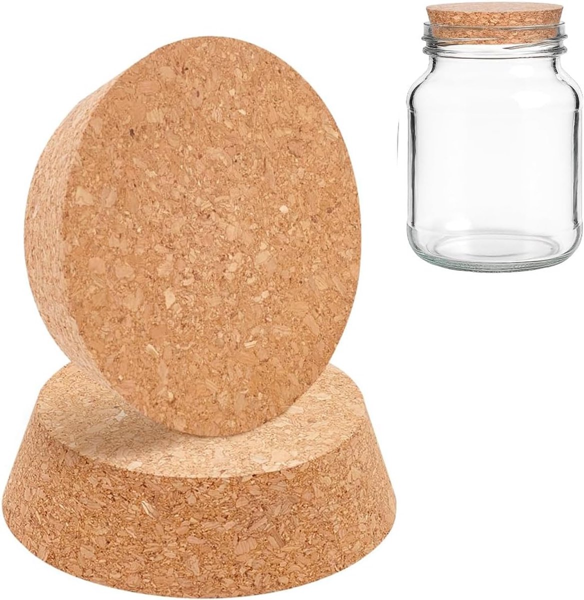 2 Conical Cork Stoppers, 110 x 90 mm, Large Cork Stoppers, Wine Cork Glasses, 3 cm Thickness for Wine Bottle - ShopVlot