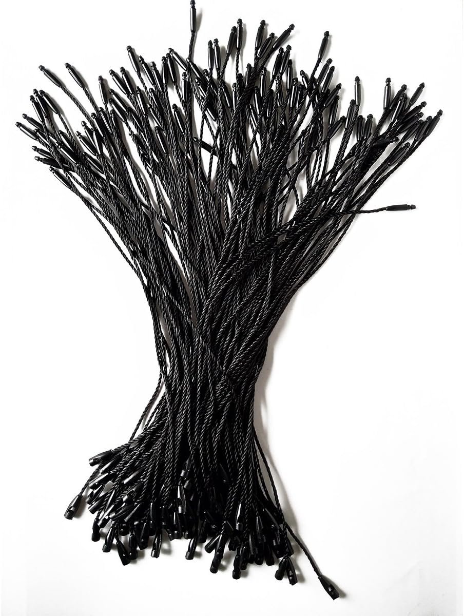 500pcs 19cm(7.5inch) Black Hang Tag Nylon String Snap Lock Pin Loop Fasteners Hook Straps - ShopVlot