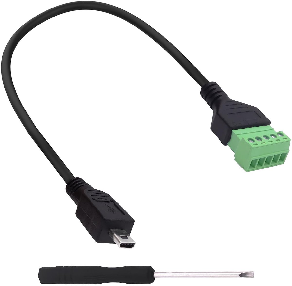 Mini USB 8 Pin Screw, Terminal Block, Connector Cable, Mini B Plug to 5 Way Terminal Block, Plug-in Camera Adapter - ShopVlot