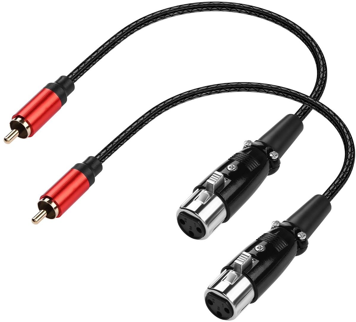 SinLoon 2 stuks XLR-RCA-audiokabel, 0,3 m, RCA-stekker naar XLR-aansluiting, extreem zachte kabel met lederstructuur - ShopVlot