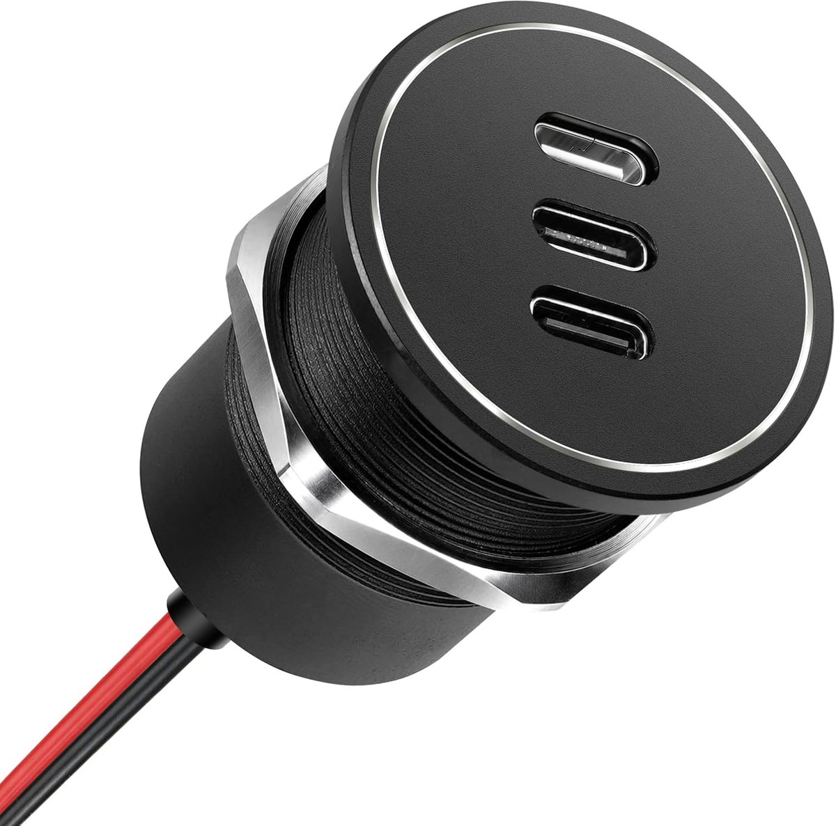 USB-Stopcontact 12V Aluminium 3-Poorts, 1PCS - 27W PD & 20W PD Camper Auto USB-C Inbouw Snelle Oplader voor Marinier - ShopVlot