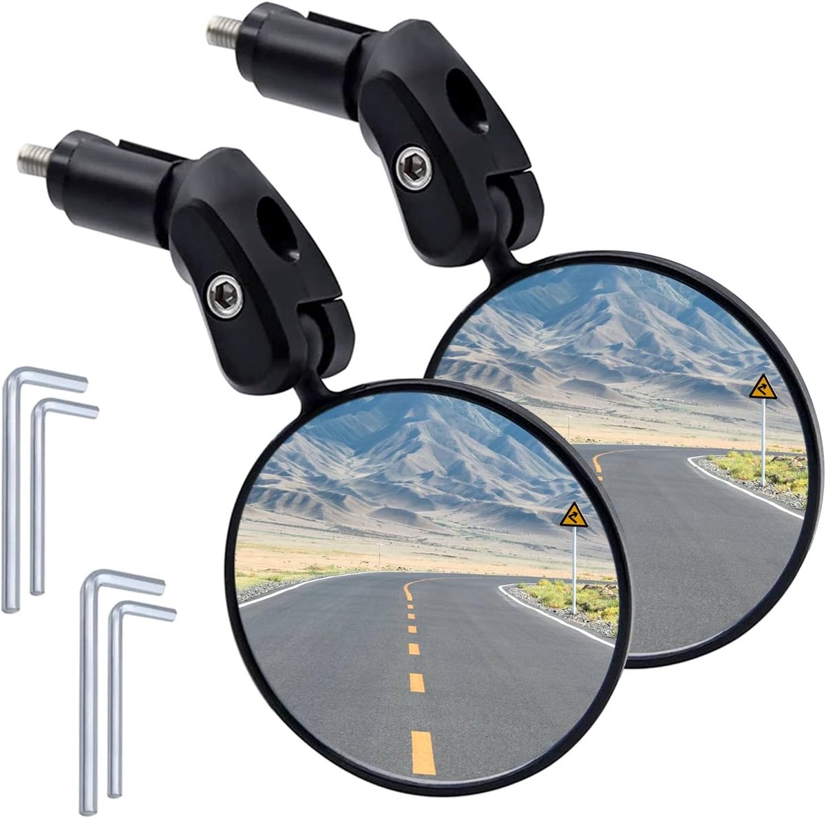 Bicycle Mirror, Pack of 2, HD 360° Rotating and Folding Rear View Mirror, Bicycle for Round Handlebar Ends, 17.4 - ShopVlot