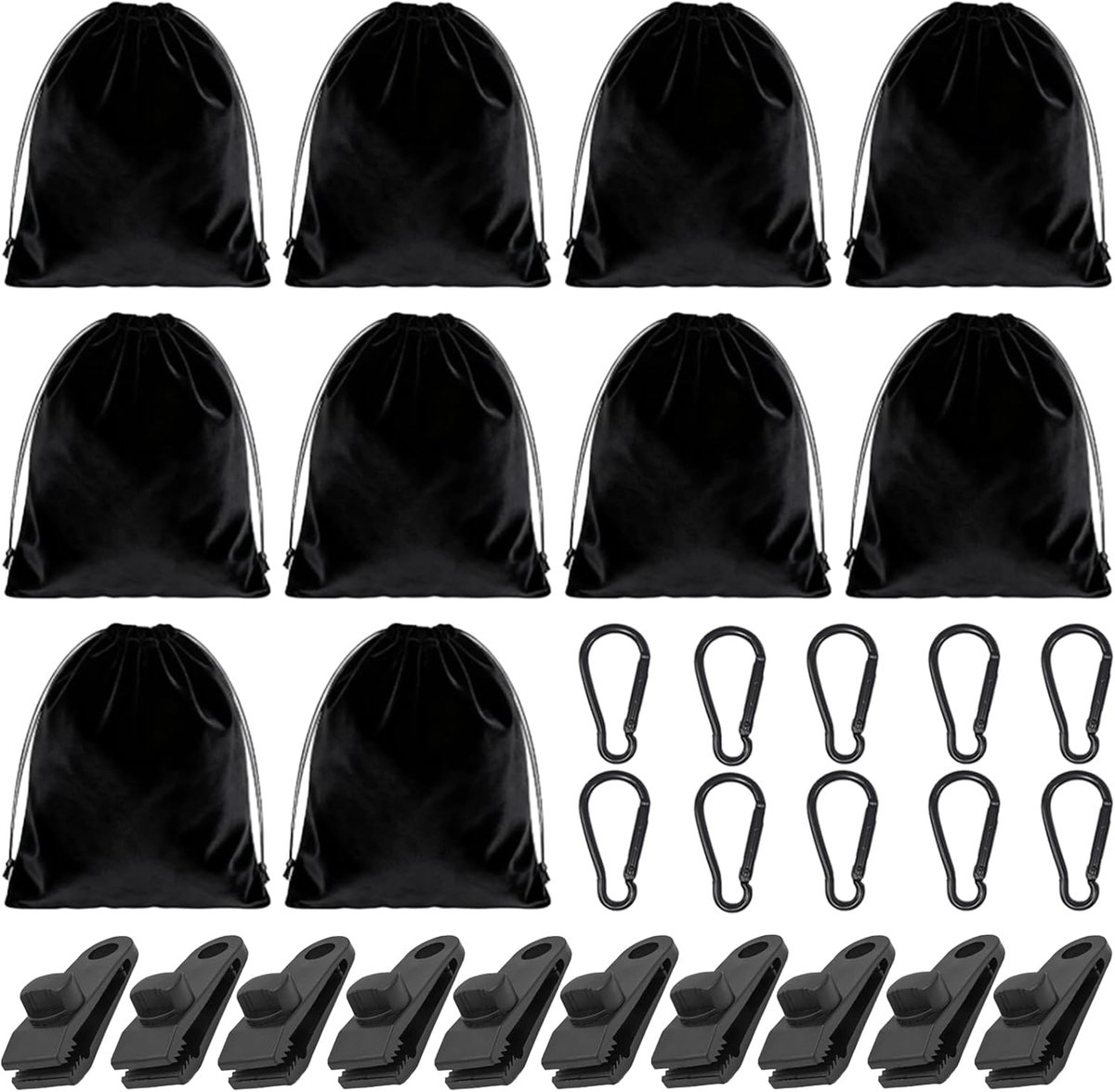Ruikdly Portable weight bag, outdoor curtain weights, 10 weight compartments, 10 tent clips and 10 carabiner hooks for - ShopVlot