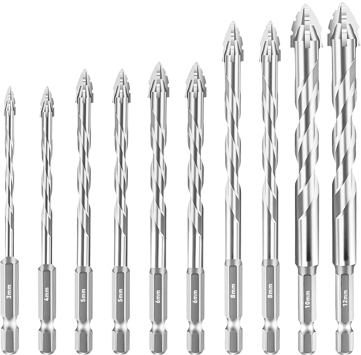Drill bit (silver, 3+4+2x 5+2 x 6+ 2 x 8 +10+12 (mm)) - ShopVlot