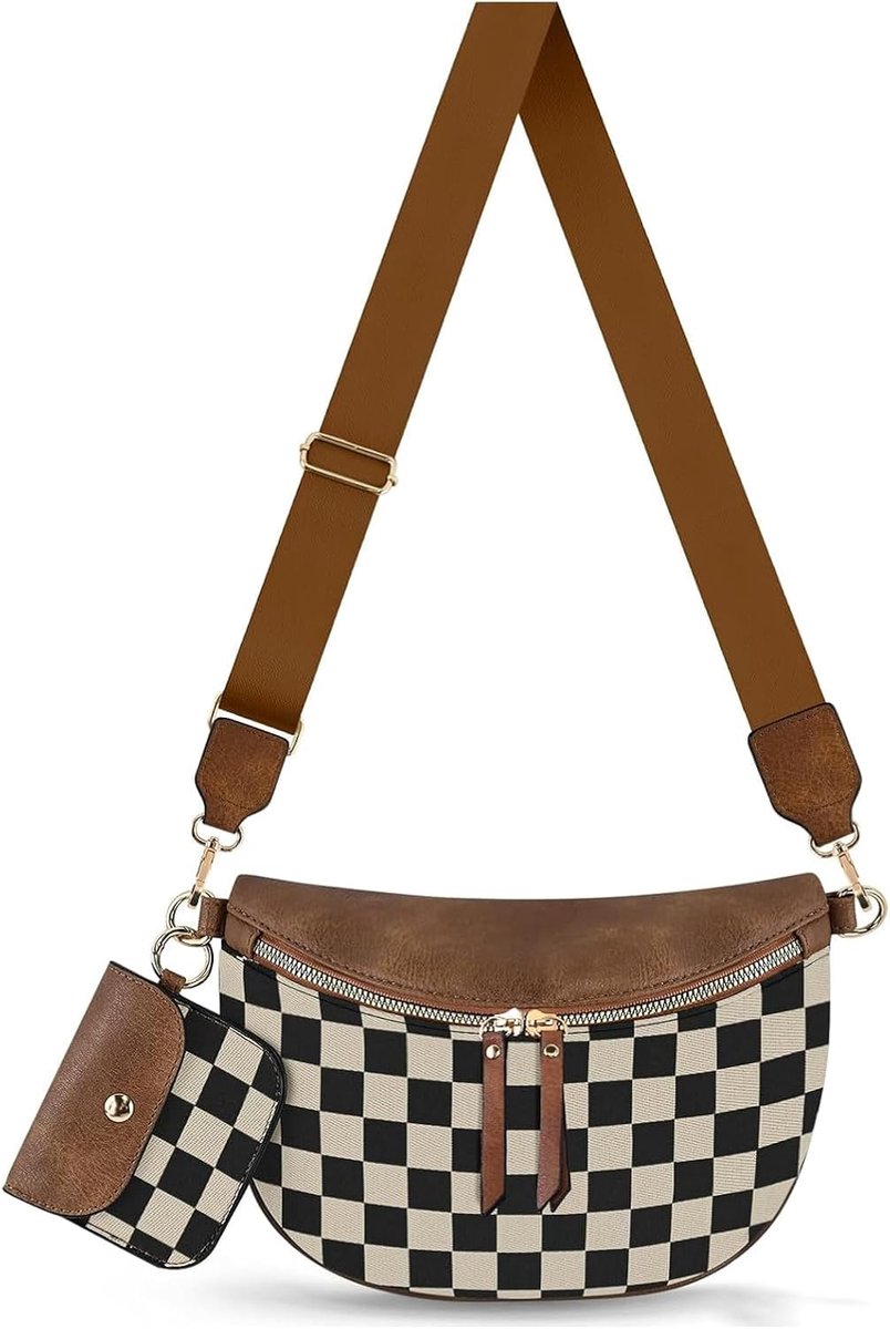 Women's Small Handbag Shoulder Bag Chequered PU Leather Shoulder Bag Ideal for Shopping, Dating or Perfect as Women's - ShopVlot