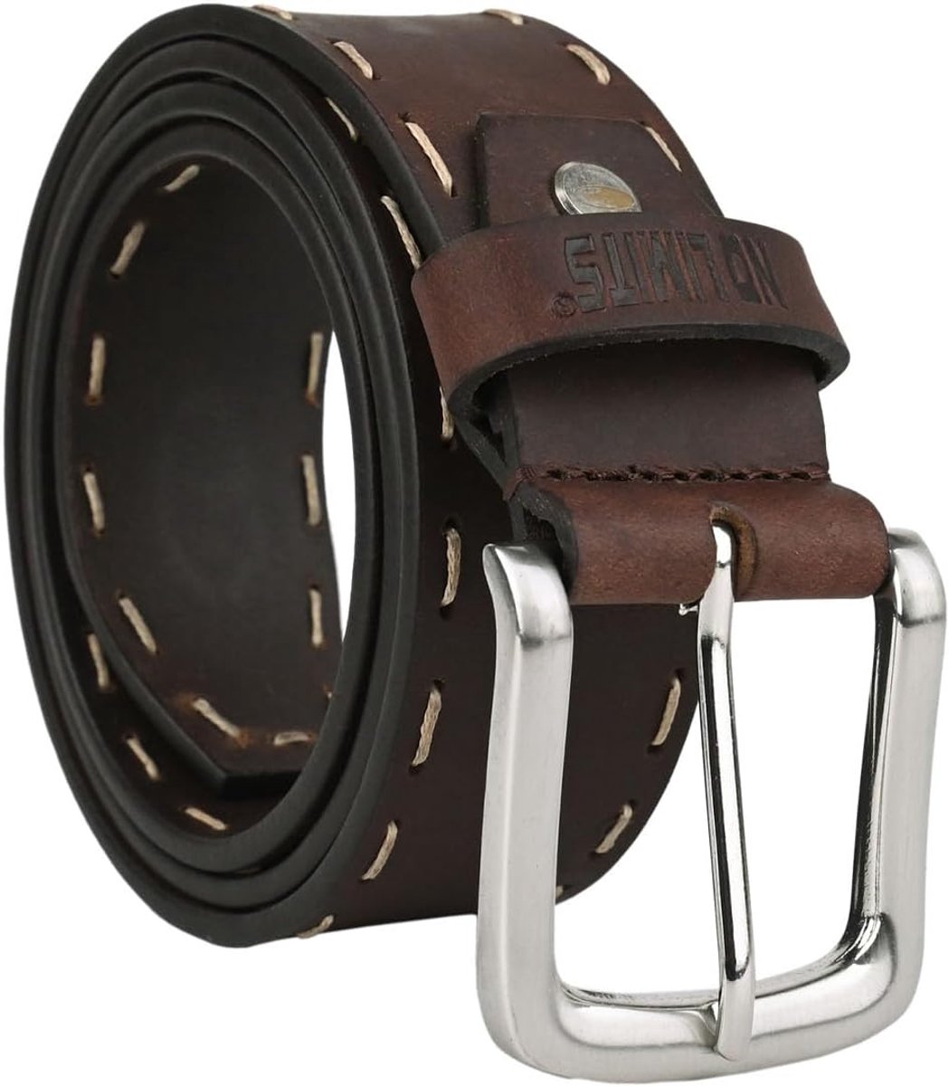 No Limits Men's belt made of genuine leather, 4 cm high, can be shortened, with point marking, sporty and casual - ShopVlot