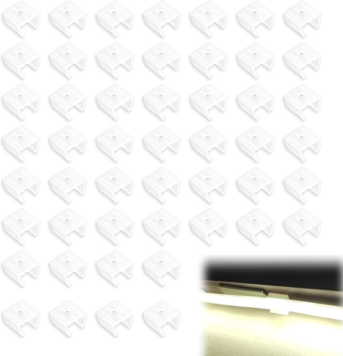 Pack of 50 LED Neon Mounting Clips, 12-14 mm, Waterproof Light Strips, Strip Holder, Transparent Wall and Ceiling Mount - ShopVlot