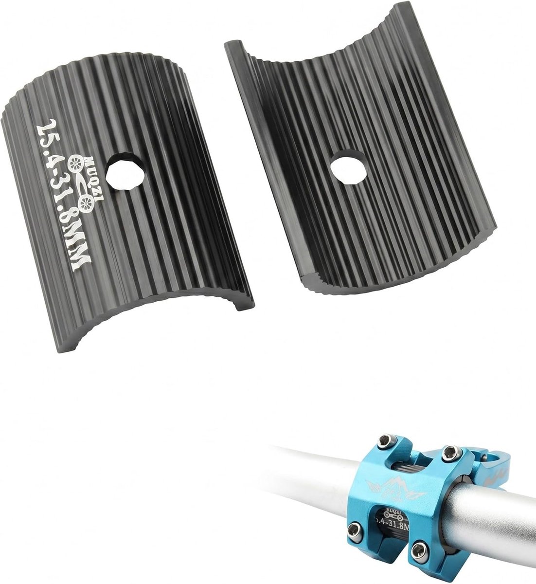 Stuuradapter voor fiets, 2 stuks, 25,4 tot 31,8 mm, zwarte diameter van aluminiumlegering voor stabiele montage en - ShopVlot
