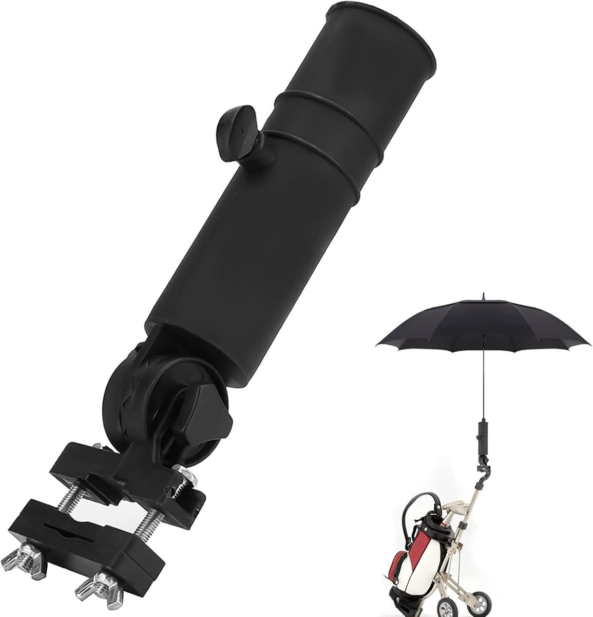 Verstelbare Golf Trolley Umbrella Houder voor Golfkar Handvatten, Ideaal voor Buitenactiviteiten en Rolstoelen, Duurzaam en Handig Accessoire