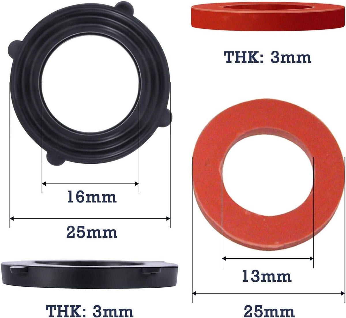 O-ringafdichtingen, rubberen afdichtringen, afstandhouders van rubber voor afdichting, sanitaire sluitring, zwart B - ShopVlot