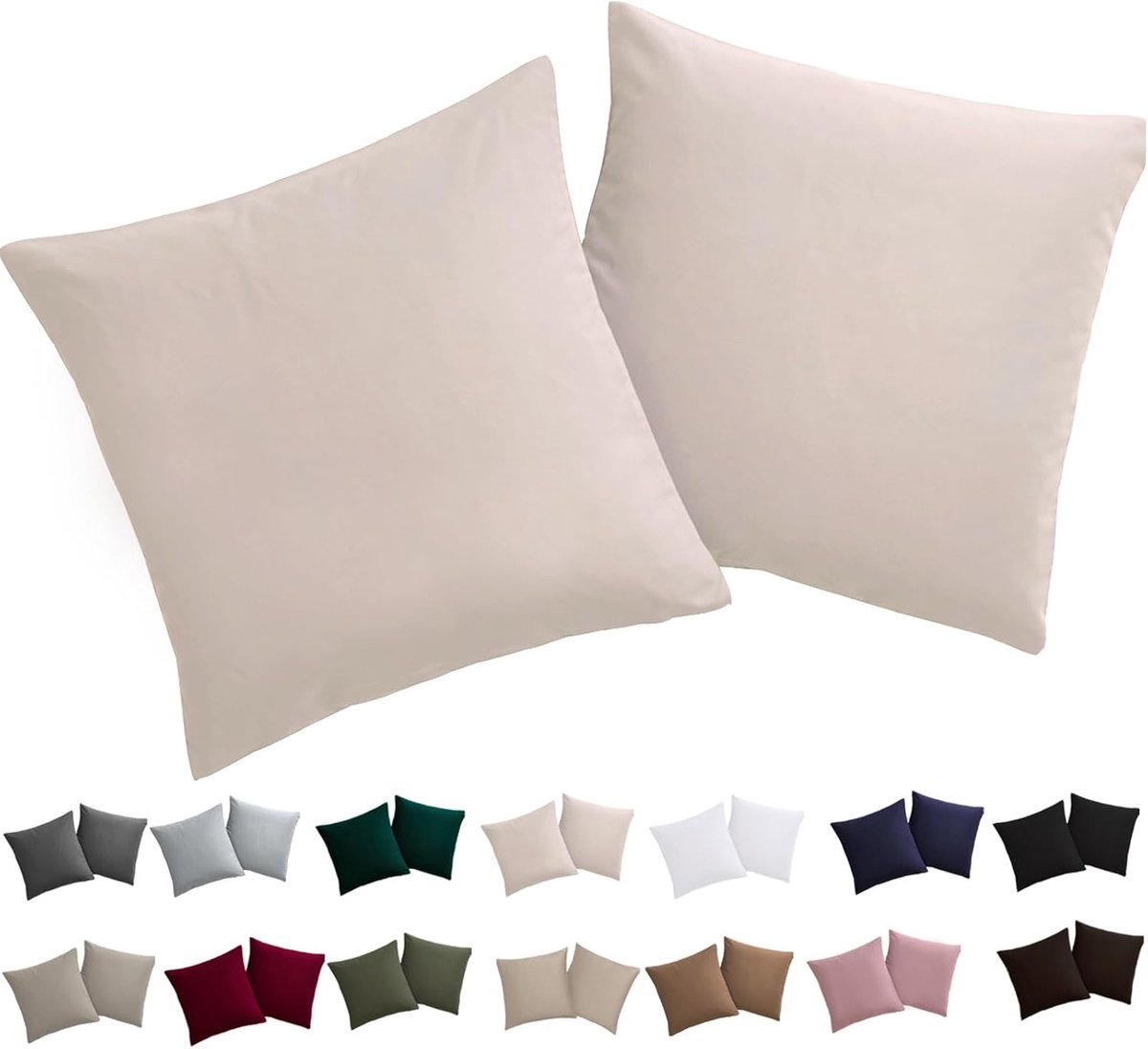 Kussenhoezen 50 x 50 cm - Beige Microvezel - Kreukvrij en Strijkvrij - Ideaal voor elk interieur - ShopVlot