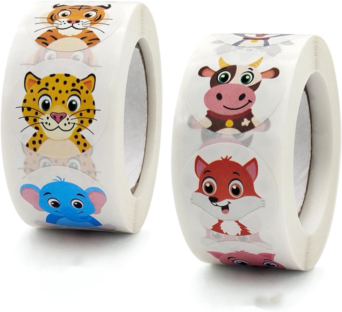 Dieren beloningsstickers 1000 stuks - 2,5 cm rond - 16 dierenontwerpen - stimuleert motivatie - ShopVlot