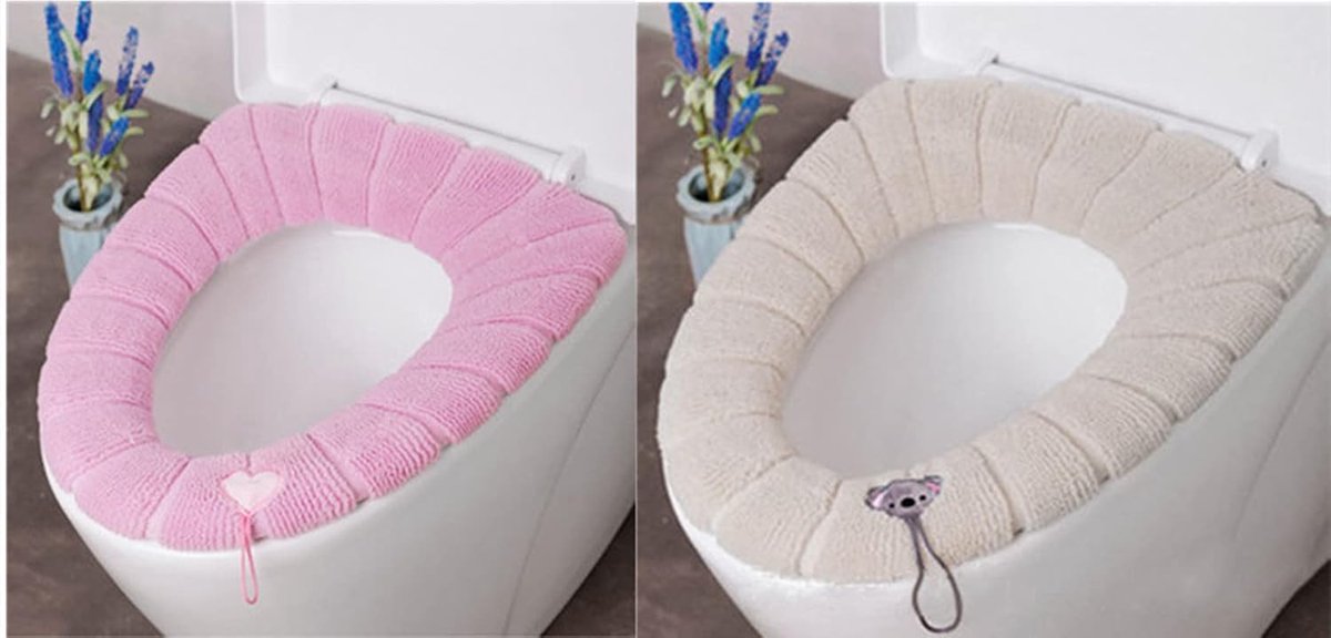 Toiletzittinghoes 2 Stuks - Dikke Warme Pluche Hoes - Wasbaar - Comfortabel en Hygiënisch - ShopVlot