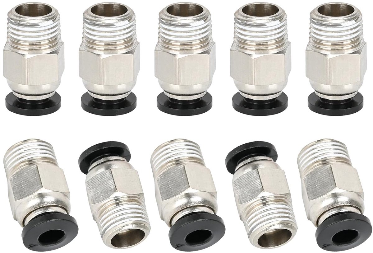 Pneumatische connectoren 10 stuks - M10 schroefdraad - PTFE-buis 4 mm - Geschikt voor E3D-V6 3D printers - ShopVlot