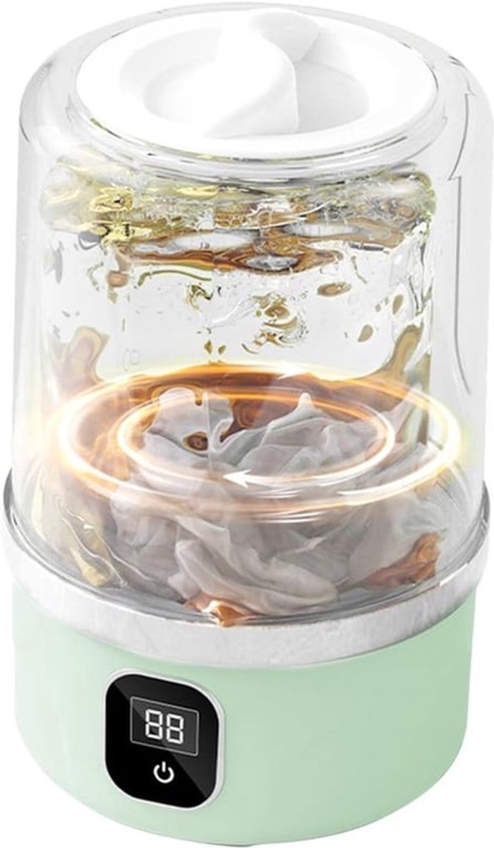 Mini wasmachine-kleine wasmachine-camping wasmachine-Kleine wasmachine - Mini-wasmachine voor ondergoed - Oplaadapparaat voor babykleding, handdoeken, sokken en delicate kleding - Groen - 11x11x17cm