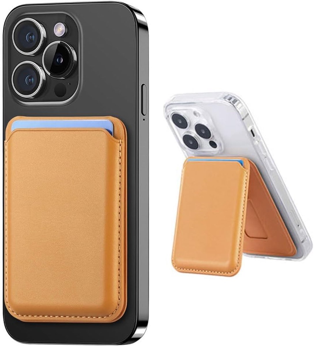 Magnetische portemonnee voor mobiele telefoon - Kaki - Met standaard - Veilig en stabiel gebruik - ShopVlot