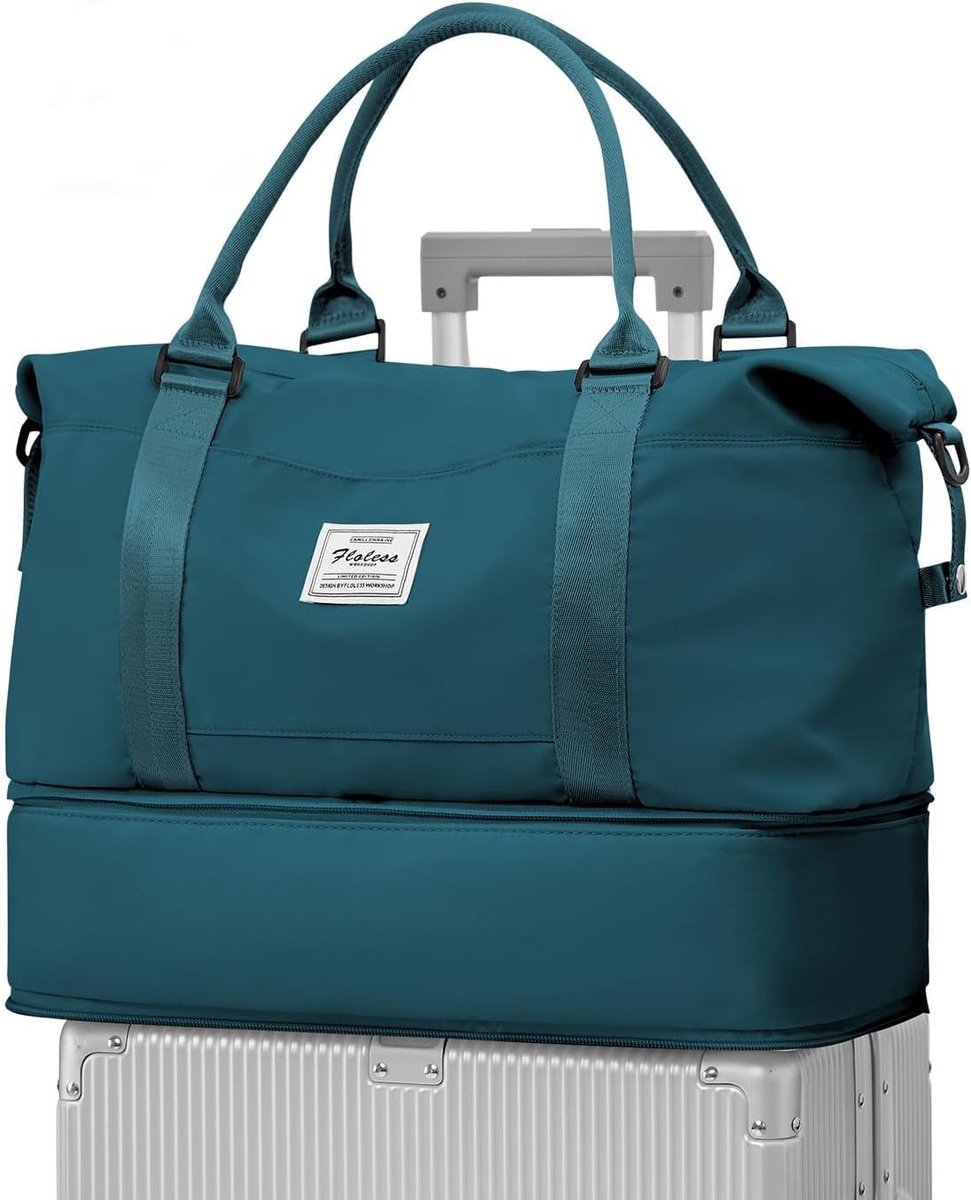 Reistas - Pauwblauw - 40 x 30 x 20 cm - Waterdichte Handbagage met Schoenenvak - Voor Dames en Heren