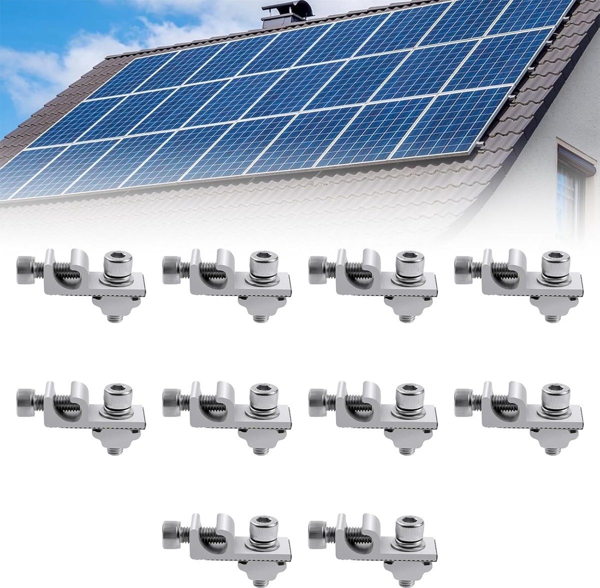 Zonnepaneel aardingsclips - 10 stuks - aluminium - voor veilige installatie - ShopVlot