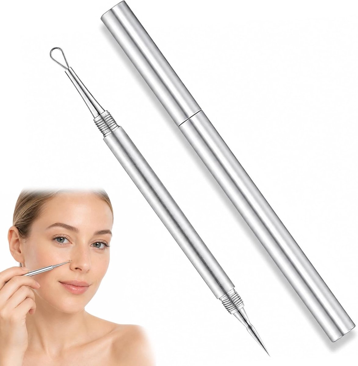 Mee-eterverwijderaar roestvrij staal - acne lanceernaald - hygiënisch gereedschap - nauwkeurige huidreiniging - ShopVlot