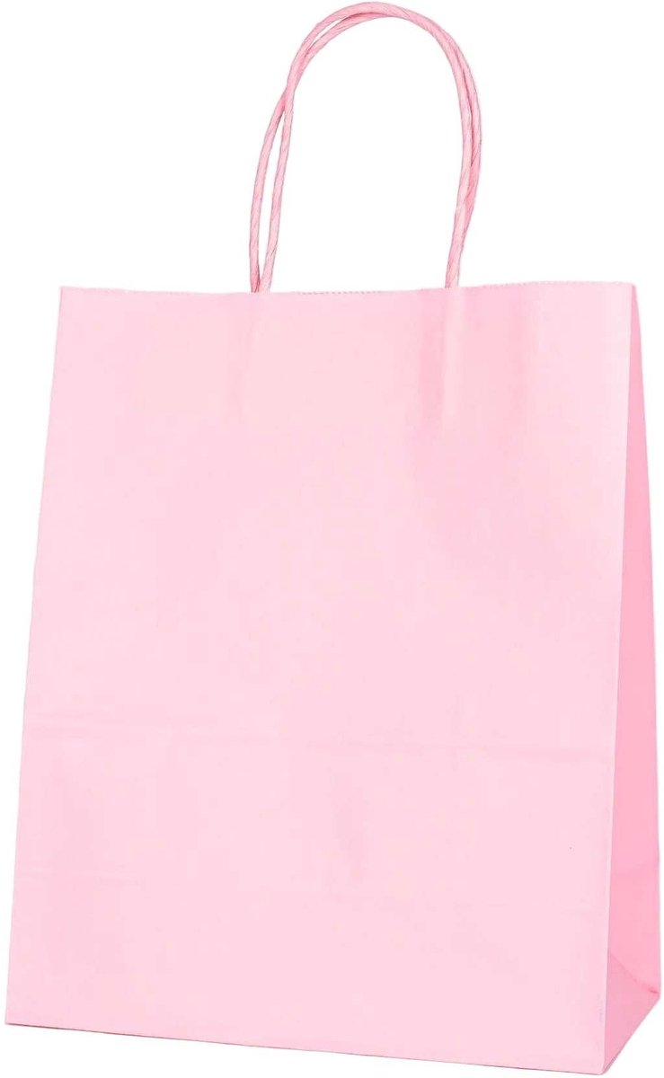 Papieren Draagtas - 60 Stuks - Licht Roze- 22x27x11cm - Papieren Tasjes - Kraft Tas - Tassen - Cadeau Tas - Hoogwaardig Kraft Papier - Eco-vriendelijk - Ideaal voor Geschenken - Lasentopack