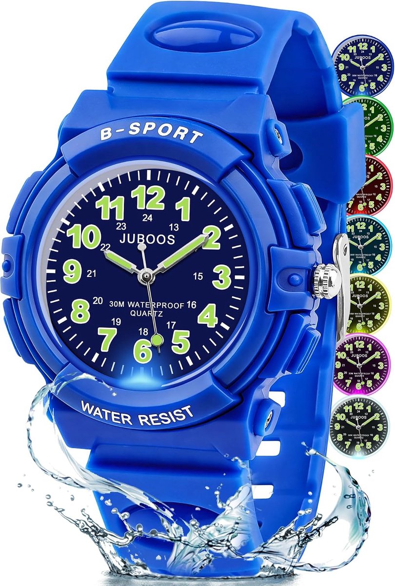 Kids horloges 7 kleuren - kunststof - waterdicht - vrolijke ontwerpen voor kinderen - ShopVlot