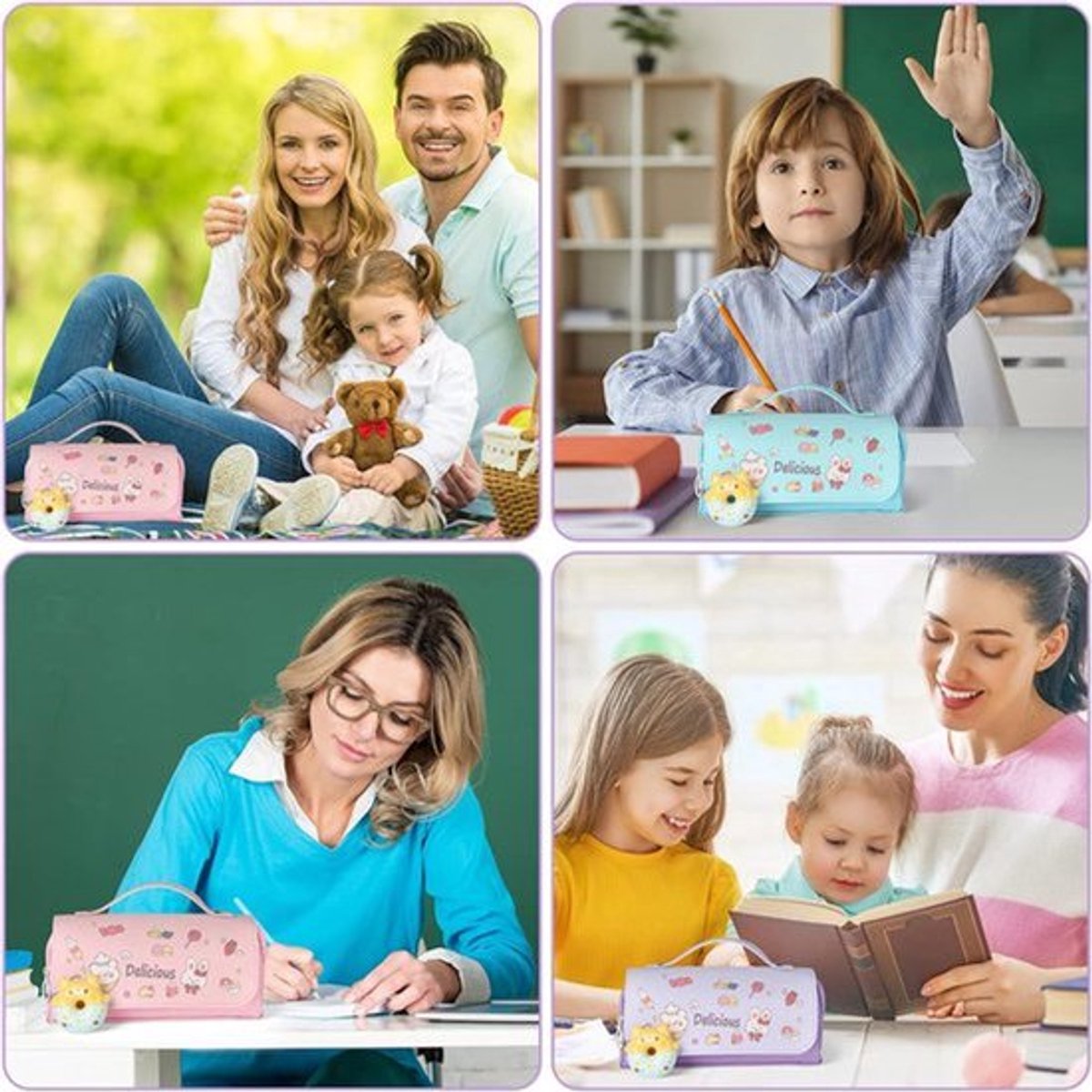 Grote pennenetui met grote capaciteit - meerdere compartimenten - kantoorbenodigdheden make-up tas - stress release etui - school studenten - meisjes jongens tiener - opslag organisator .