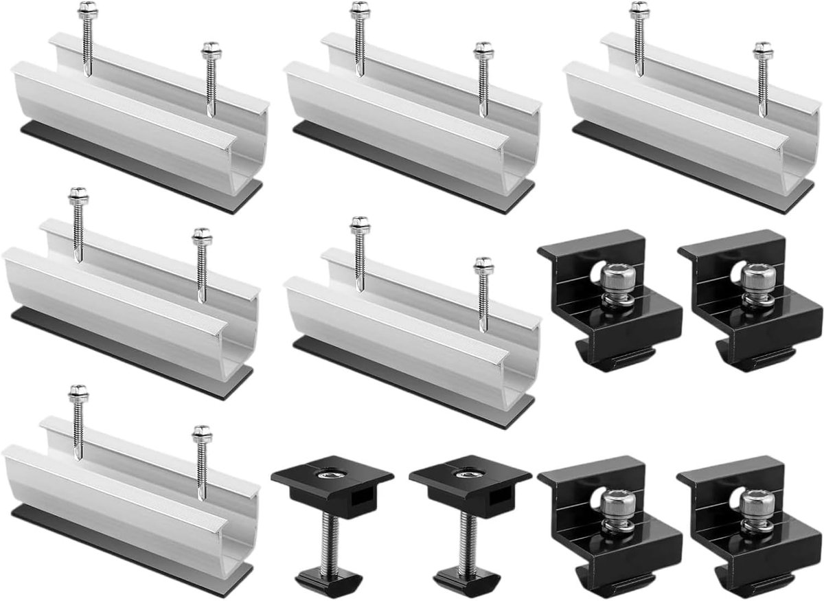 Solar panel houder set 30-35mm - Aluminium - Robuust en weerbestendig - Voor vlakke daken - ShopVlot
