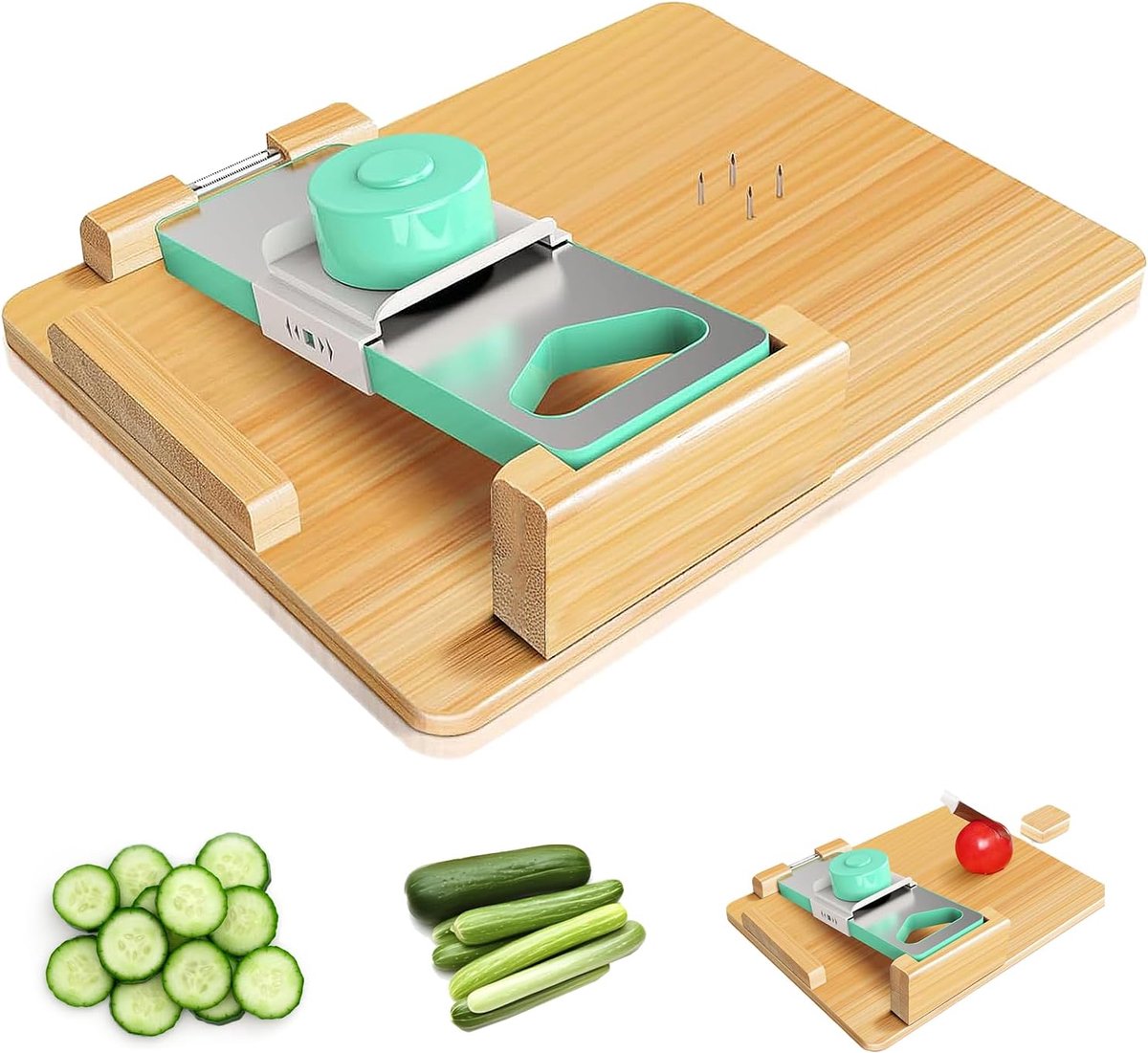 Snijplank éénhandig 6-in-1 - Houten multifunctionele snijplank - Antislip met broodstoppers - ShopVlot