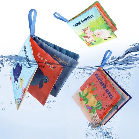 6-pack babyboeken 0-6 maanden, 4 baby-knisperboeken, tactiele sensorische boeken voor baby's, babyspeelgoed 0-6 maanden, zacht stoffen speelgoed, badcadeaus, baby-knisperboeken - 6-pack van Merkloos — afbeelding 3