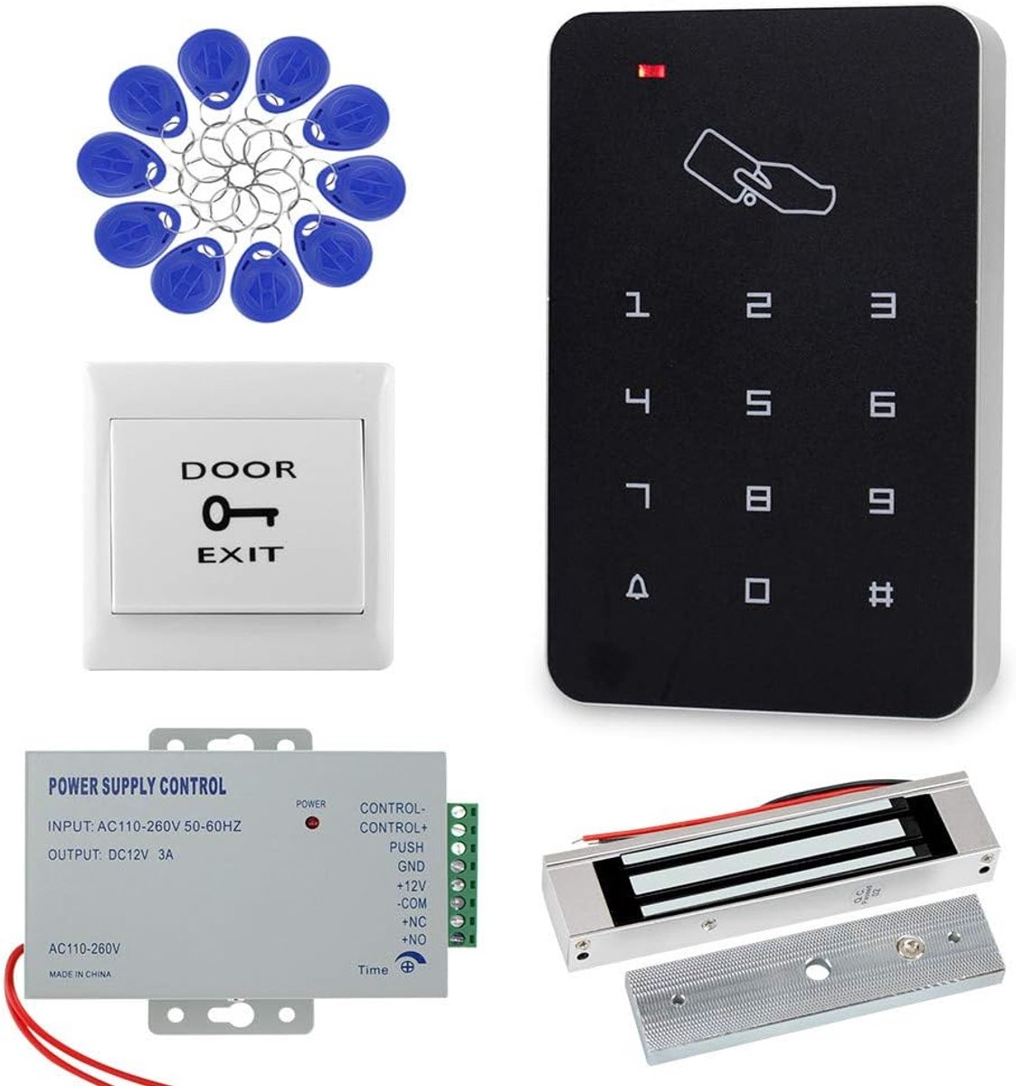 RFID toetsenbord deur toegangssysteem kit - 180kg magneet sluiting - 1000 gebruikers - eenvoudig te programmeren - ShopVlot