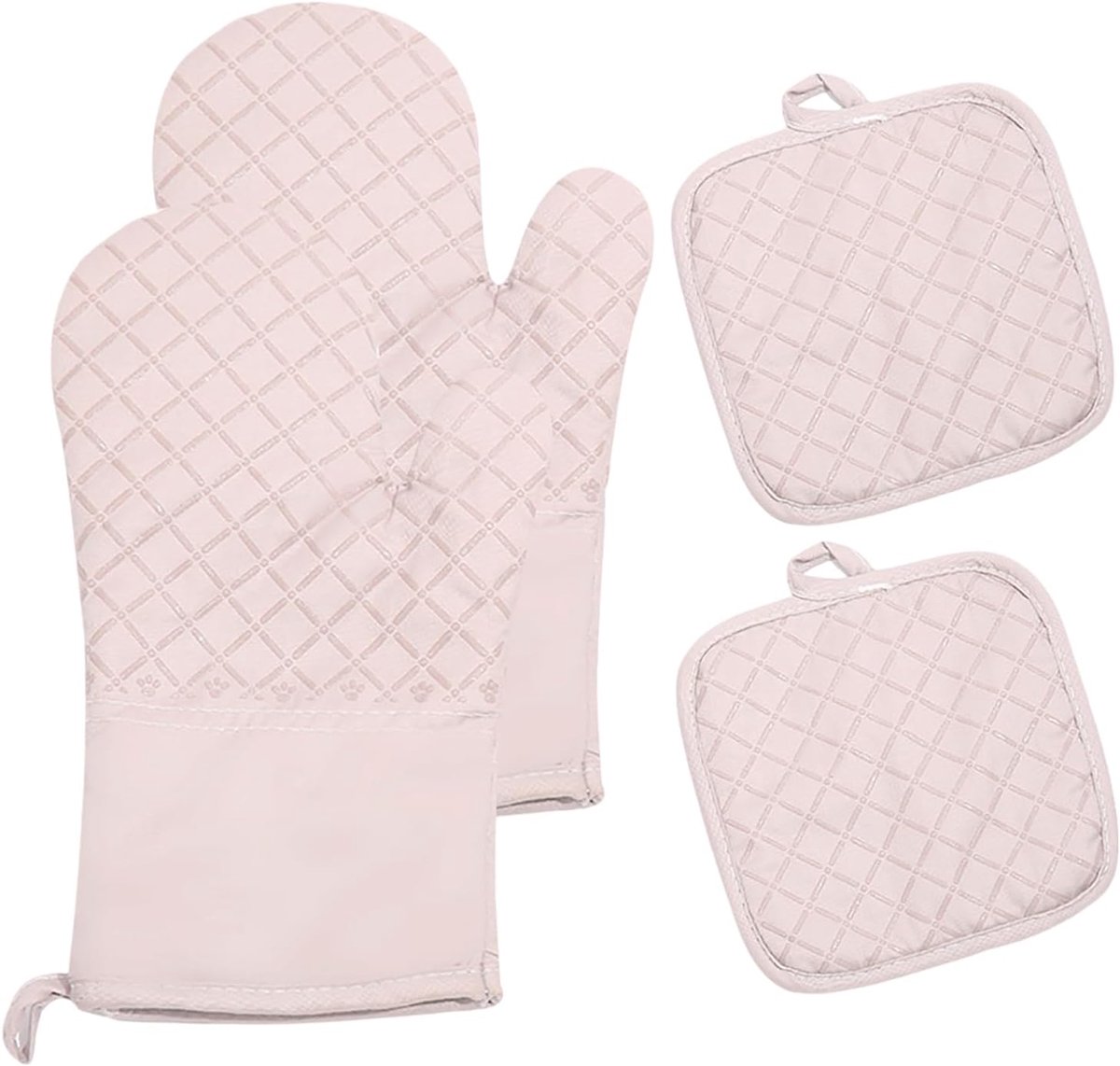 Ovenwanten set van 4 - roze - antislip siliconen - hittebestendig tot 250 °C - ShopVlot