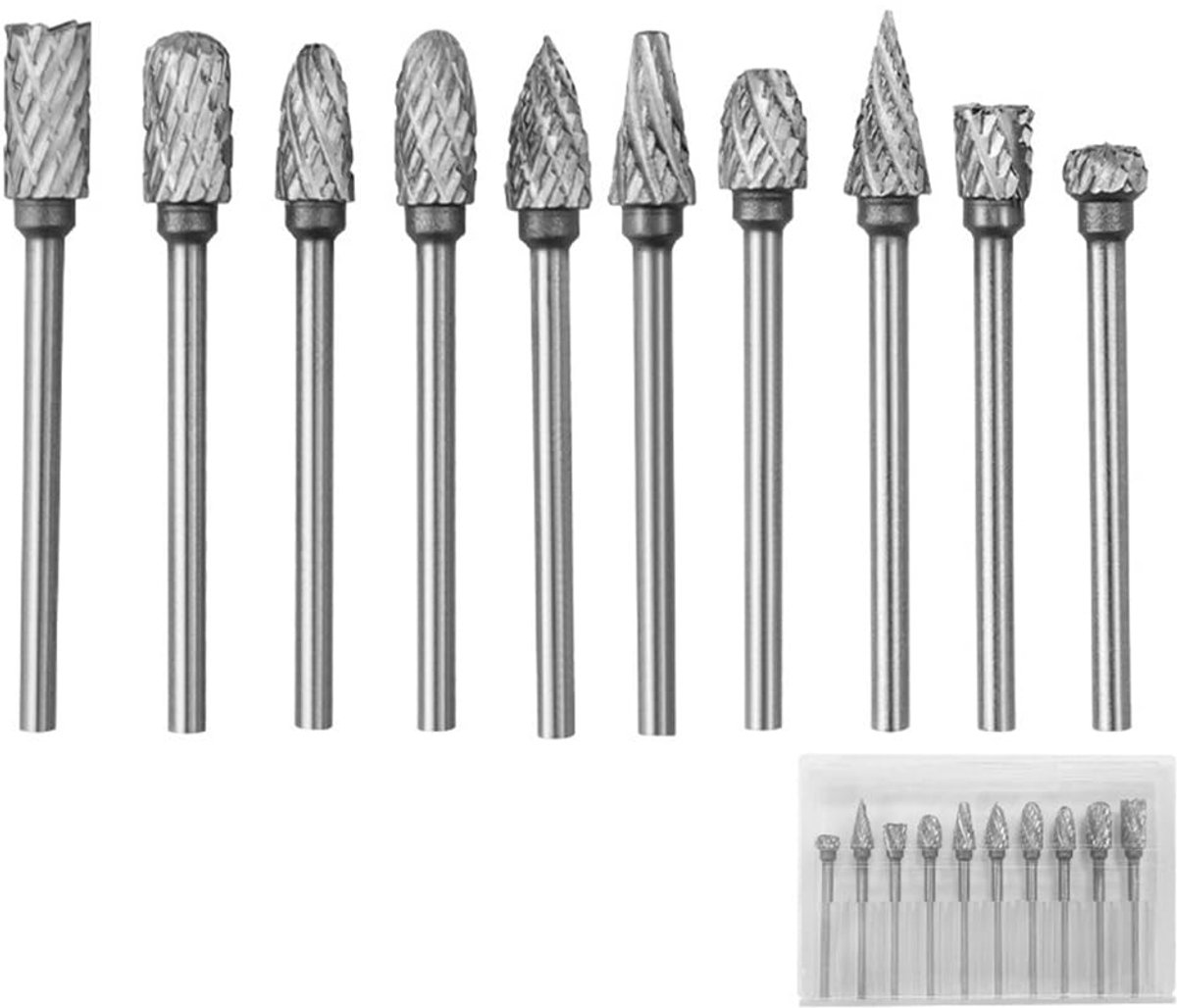 Freesstiften 10 stuks 6 mm schacht - wolfraamcarbide - dubbele groef - ideaal voor houtbewerking - ShopVlot