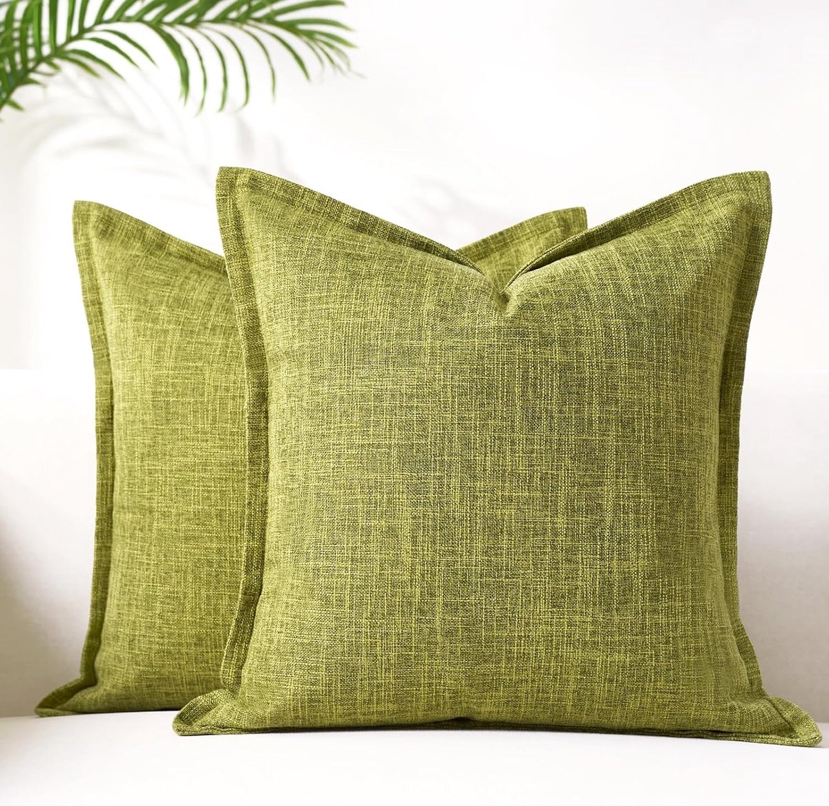 Kussenhoezen 40 x 40 cm - Fruit Groene Moderne Set van 2 - Linnen Look - Perfect voor Woonkamer of Slaapkamer - ShopVlot